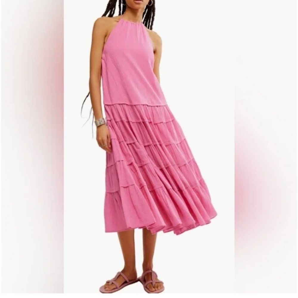 🛑 FREE PEOPLE Somewhere Sunny Halter Midi Dress